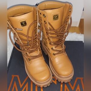 MCM Brown Leather Combat Boots